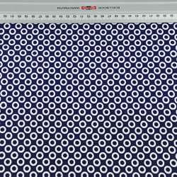 Baumwolle 100% MINI Kreise weiß auf dunkelblauem Hintergrund  