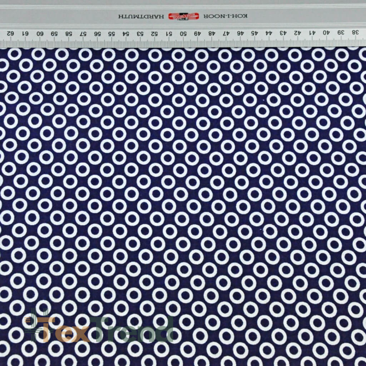 Baumwolle 100% MINI Kreise weiß auf dunkelblauem Hintergrund  