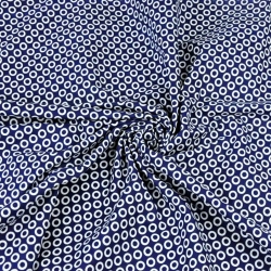 Baumwolle 100% MINI Kreise weiß auf dunkelblauem Hintergrund  