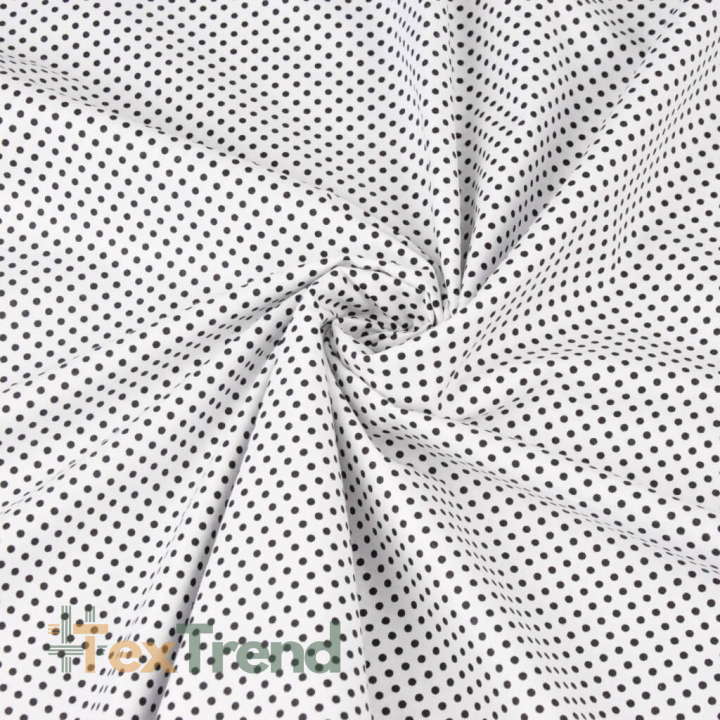 Baumwolle 100% Punkte 2,5mm schwarz auf weißem Hintergrund  