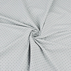 Baumwolle 100% MINI Kreise weiß auf grauem Hintergrund  
