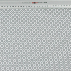 Baumwolle 100% MINI Kreise weiß auf grauem Hintergrund  