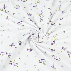 Baumwolle 100% Vergissmeinnicht lila auf weißem Hintergrund  