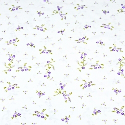 Baumwolle 100% Vergissmeinnicht lila auf weißem Hintergrund  