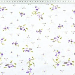 Baumwolle 100% Vergissmeinnicht lila auf weißem Hintergrund  