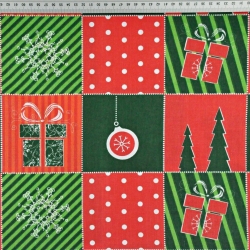 Baumwolle 100% Weihnachtsmuster Patchwork rot-grün  