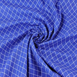 Baumwolle 100% weiße Rauten auf saphirblauem Hintergrund  