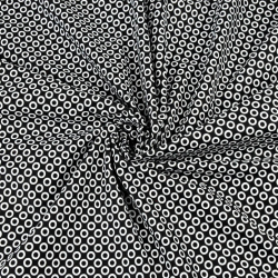 Baumwolle 100% MINI Kreise weiß auf schwarzem Hintergrund  