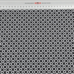Baumwolle 100% MINI Kreise weiß auf schwarzem Hintergrund  