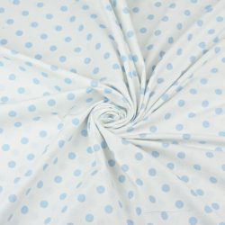 Baumwolle 100% Punkte 11mm blau auf weißem Hintergrund  