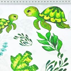 Baumwolle 100% grüne Meeresschildkröten auf weißem Hintergrund  