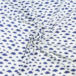 Baumwolle 100% Wolken MINI navy auf weißem Hintergrund  