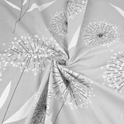 Baumwolle 100% Löwenzahn groß weiß auf grauem Hintergrund  