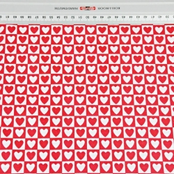 Baumwolle 100% MINI Herzen in quadratischen Mustern rot-weiß