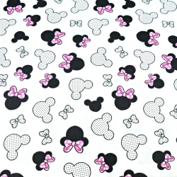 Baumwolle 100% schwarz-rosa MIKI mit Schleife auf weißem Hintergrund  