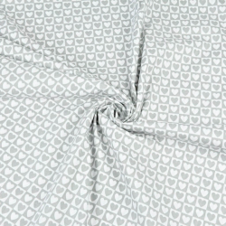 Baumwolle 100% Herzen MINI in weiß-grauen Quadraten  