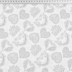 Baumwolle 100% MINI Herzen gemustert grau auf weißem Hintergrund  