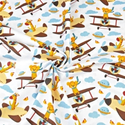 Baumwolle 100% afrikanische Tiere im Flugzeug auf weißem Hintergrund  