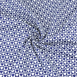 Baumwolle 100% Herzen MINI in weiß-navy Quadraten  