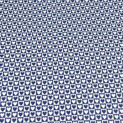 Baumwolle 100% Herzen MINI in weiß-navy Quadraten  