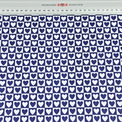 Baumwolle 100% Herzen MINI in weiß-navy Quadraten  