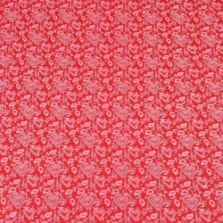 Baumwolle 100% Herzen MINI türkisch in weiß-roten  