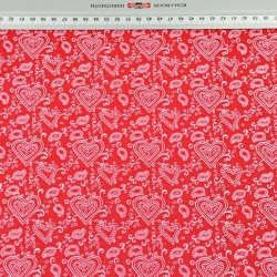 Baumwolle 100% Herzen MINI türkisch in weiß-roten  