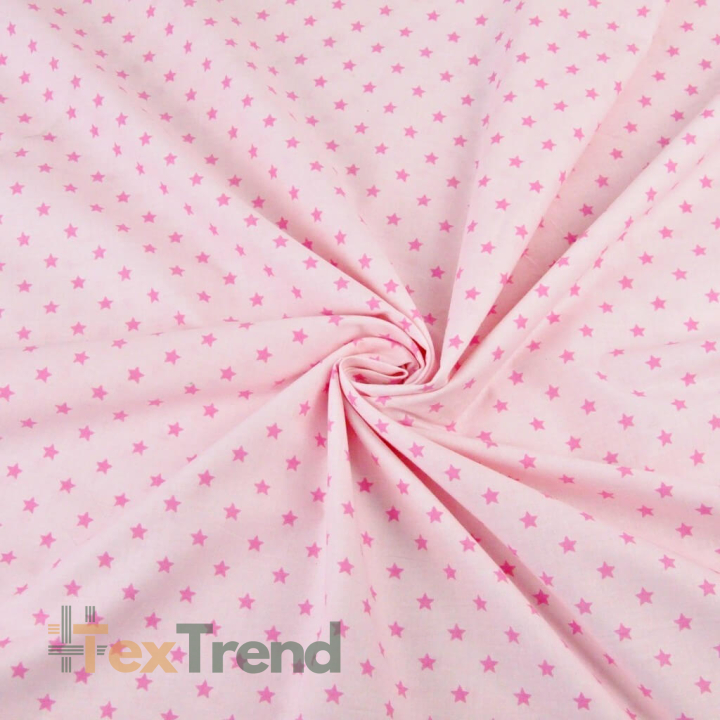 Baumwolle 100% Sterne 8mm rosa auf hellrosa Hintergrund  