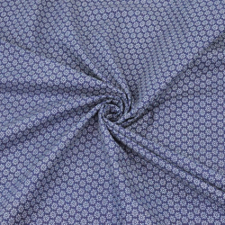 Baumwolle 100% Blümchen weiß auf dunkelblauem Hintergrund  