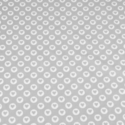 Baumwolle 100% MINI Herzen in Kreisen weiß auf grauem Hintergrund  