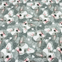 Jersey-Stoff Digitaldruck - graue Bulldoggen  