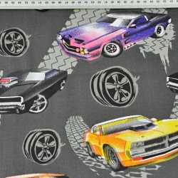 Baumwolle 100% Tuning-Autos auf dunkelgrauem Hintergrund  