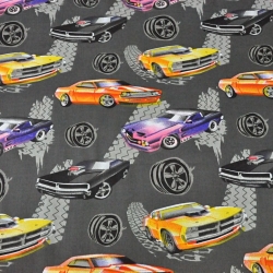 Baumwolle 100% Tuning-Autos auf dunkelgrauem Hintergrund  