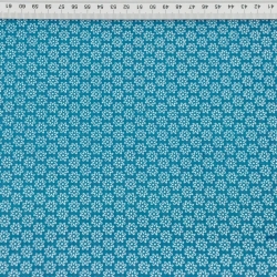 Baumwolle 100% Blümchen weiß auf dunkel-türkis Hintergrund  