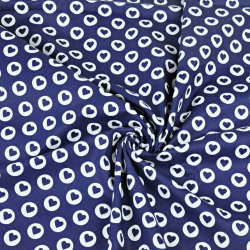 Baumwolle 100% MINI Herzen in Kreisen weiß auf dunkelblauem Hintergrund  