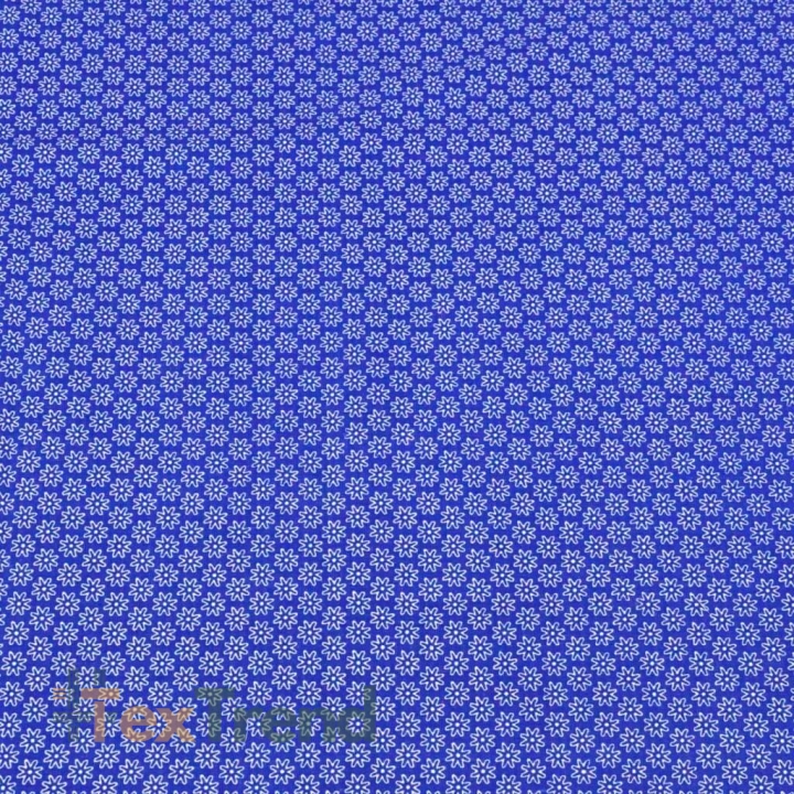 Baumwolle 100% Blümchen weiß auf saphirblauem Hintergrund  