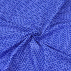 Baumwolle 100% Blümchen weiß auf saphirblauem Hintergrund  