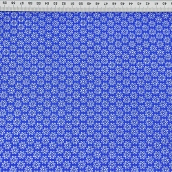 Baumwolle 100% Blümchen weiß auf saphirblauem Hintergrund  