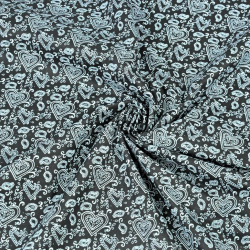 Baumwolle 100% Herzen MINI türkisch in weiß-schwarzen  