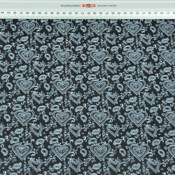 Baumwolle 100% Herzen MINI türkisch in weiß-schwarzen  