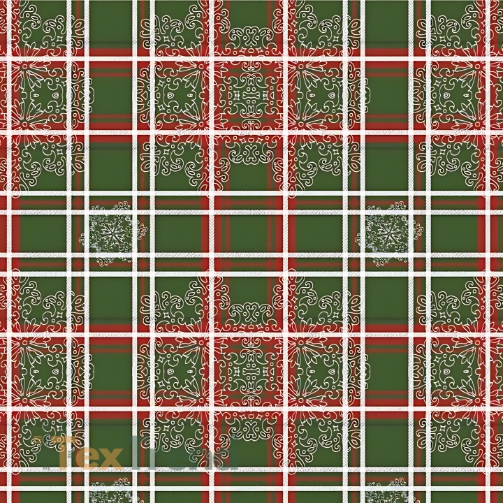 Baumwolle 100% Weihnachtsmuster Karomuster auf grünem Hintergrund  