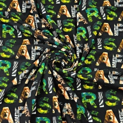 Jersey-Stoff Digitaldruck - Safari auf schwarzem Hintergrund  