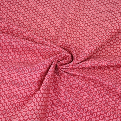 Baumwolle 100% Blümchen weiß auf karminrotem Hintergrund  