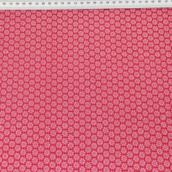 Baumwolle 100% Blümchen weiß auf karminrotem Hintergrund  