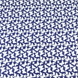 Baumwolle 100% MINI Schmetterlinge weiß auf dunkelblauem Hintergrund  