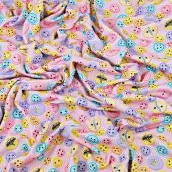 Jersey-Stoff Digitaldruck - Knöpfe auf rosa Hintergrund  