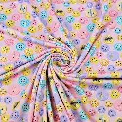 Jersey-Stoff Digitaldruck - Knöpfe auf rosa Hintergrund  