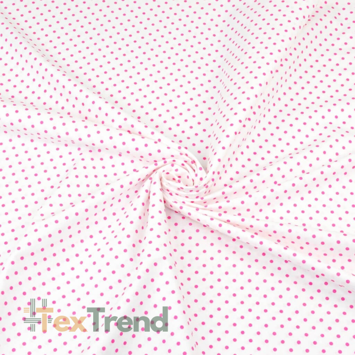Baumwolle 100% Punkte 4mm fuchsia auf weißem Hintergrund  