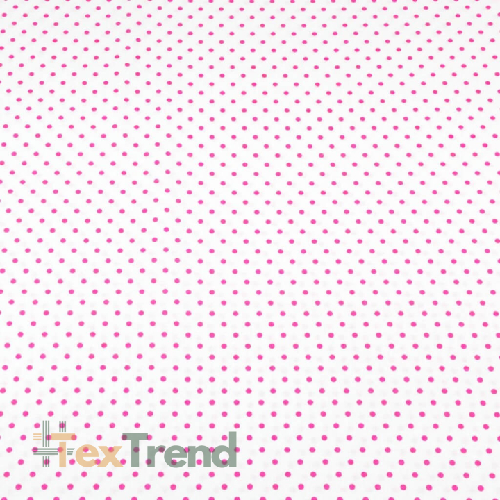 Baumwolle 100% Punkte 4mm fuchsia auf weißem Hintergrund  