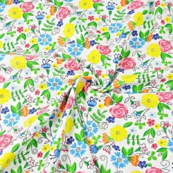 Baumwolle 100% Kaschubische Wiese auf weißem Hintergrund  